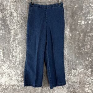 Alfred Dunner Petite Size 6P Flat Front Denim Jeans Pants Blue Elastic Waist